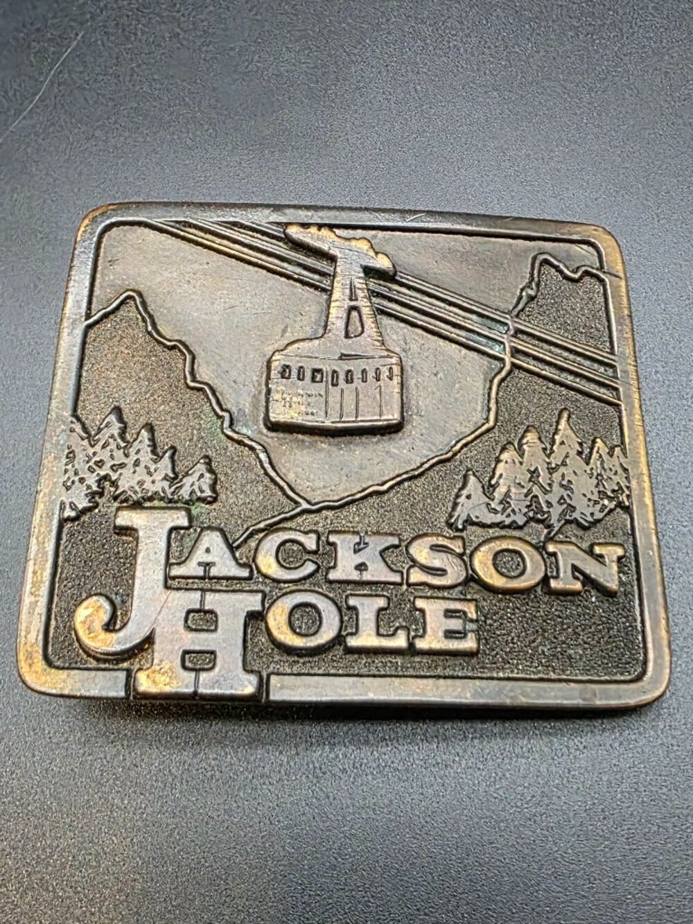 Vintage Cowboy Jackson Hole Wyoming Belt Buckle 1975 Made In USA Brass rare